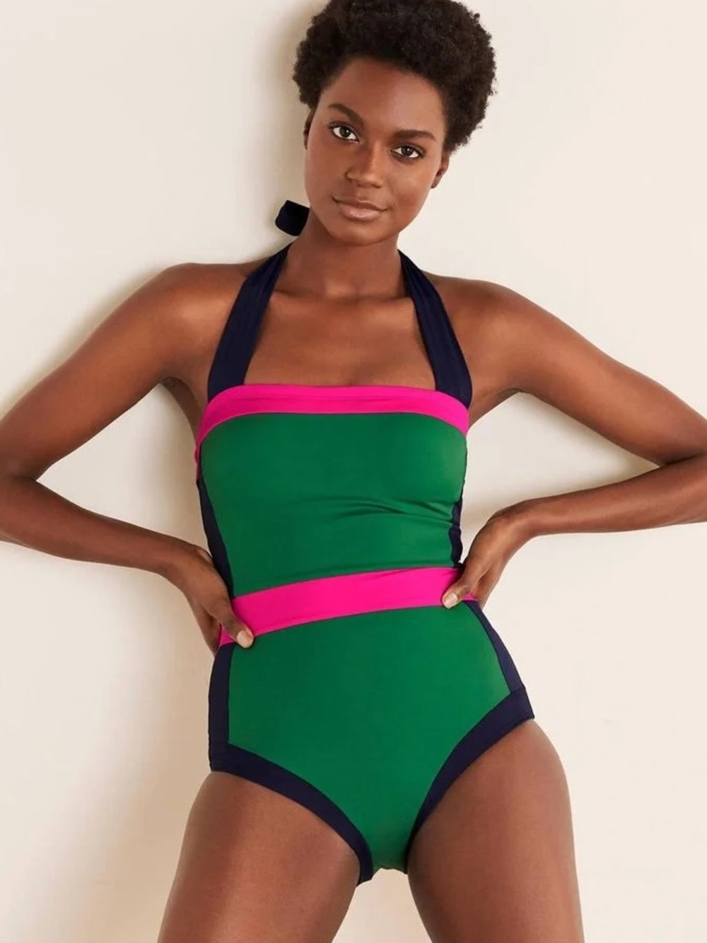 Boden Santorini Halterneck Swimsuit in Green Size 4